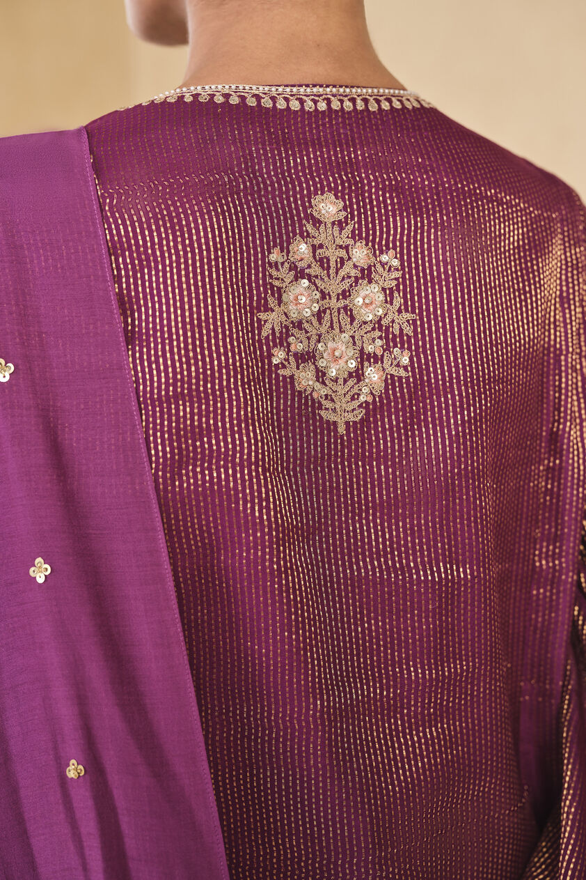 Ranjika Handwoven Maheshwari Suit Set - Purple, Purple, image 5